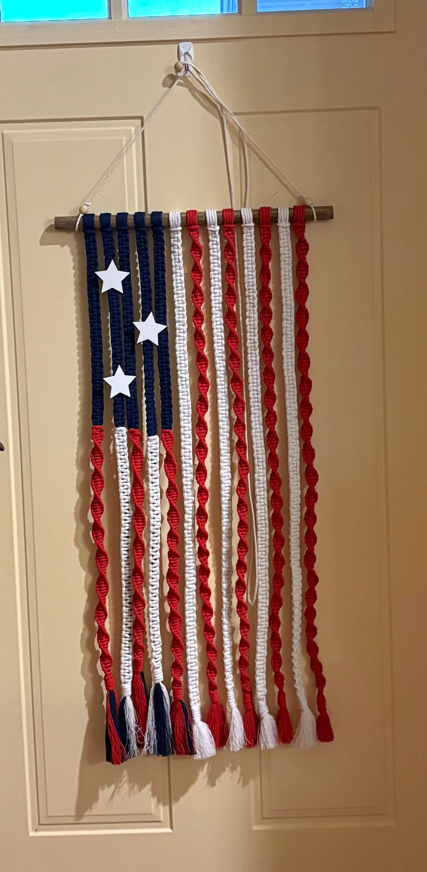 Rustic Macramé American Flag Wall Hanging
