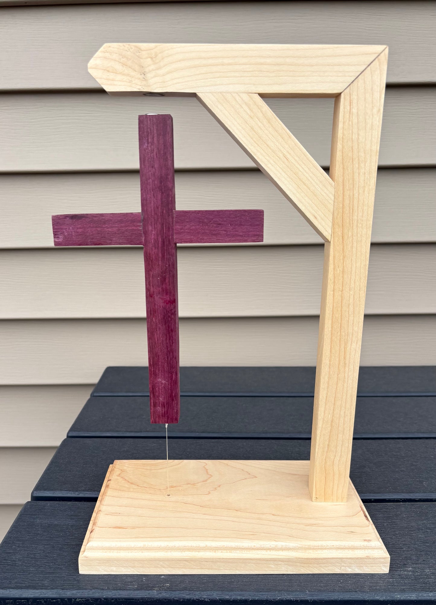 Floating Cross Illusion Sculpture – Handmade Wooden Christian Decor